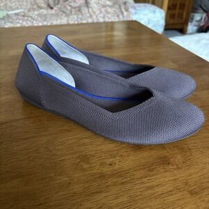 Rothy's Brown Flats with Blue Trim